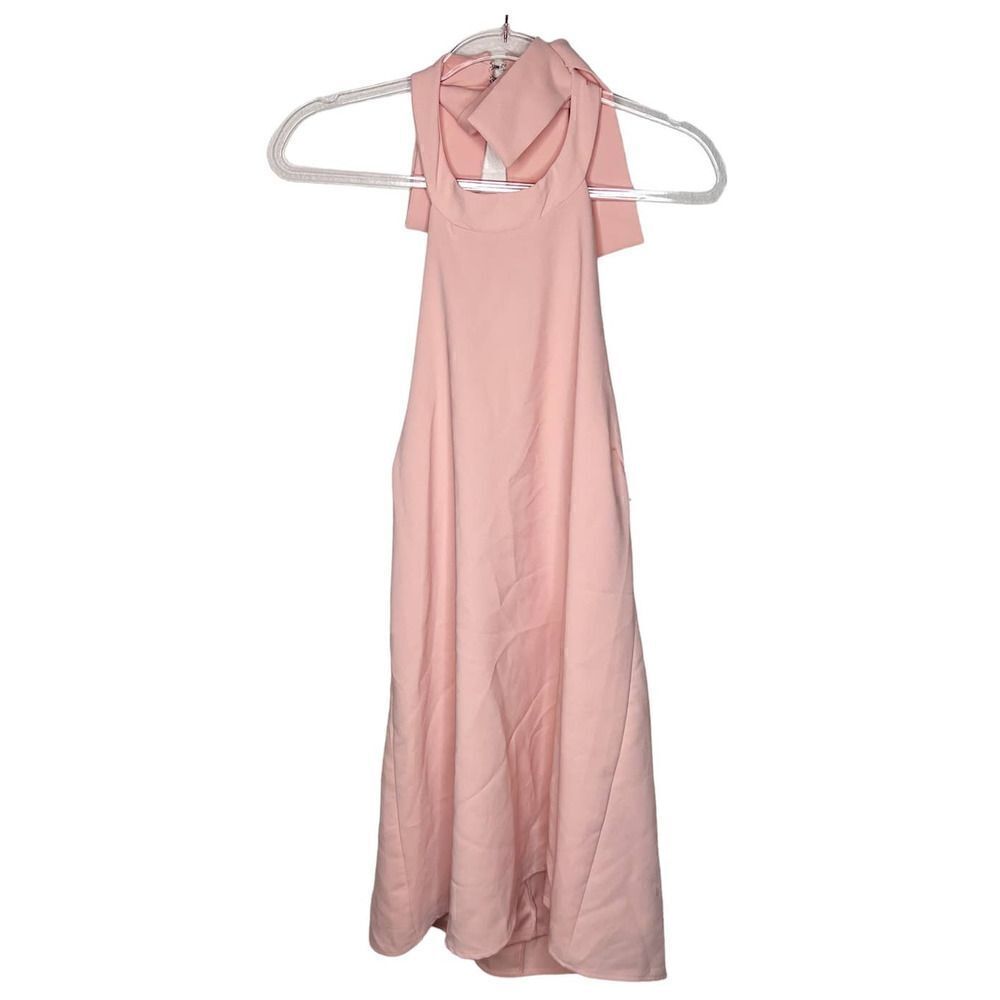 Lulus Pink High Neck Halter Neck Tie Mini Dress Size Large